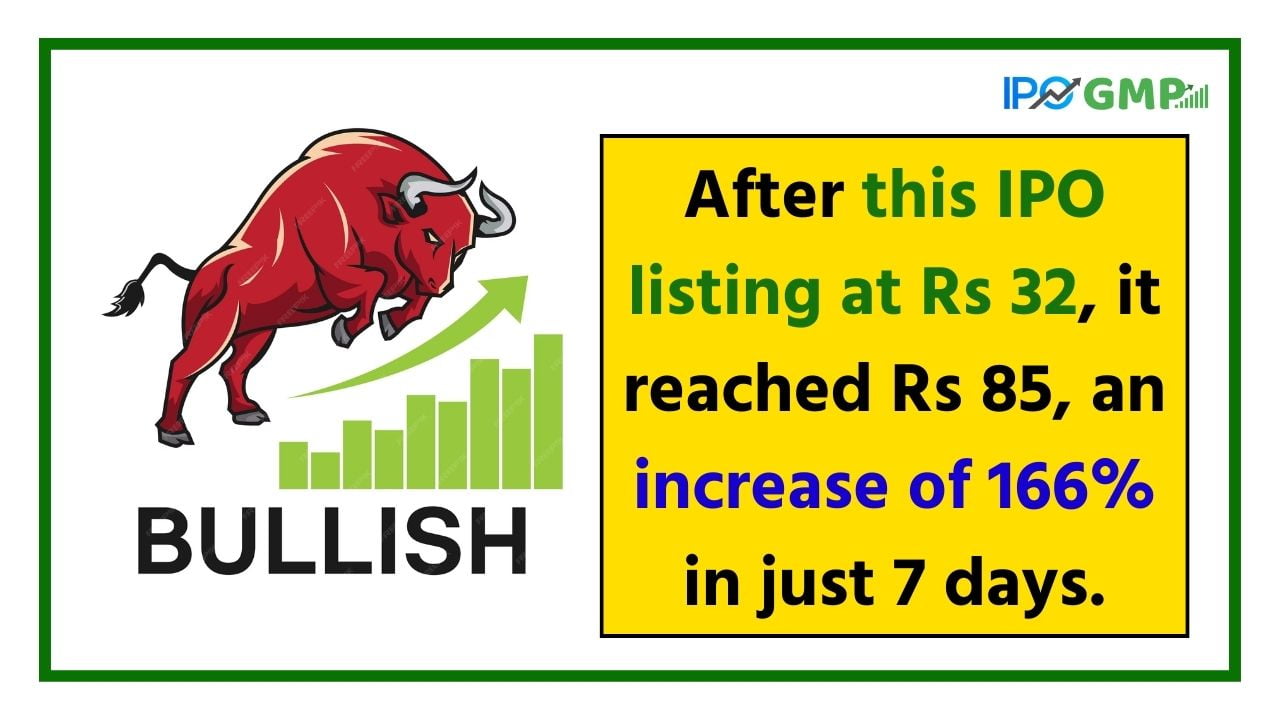 After this IPO listing at Rs 32, it reached Rs 85, an increase of 166% in just 7 days.